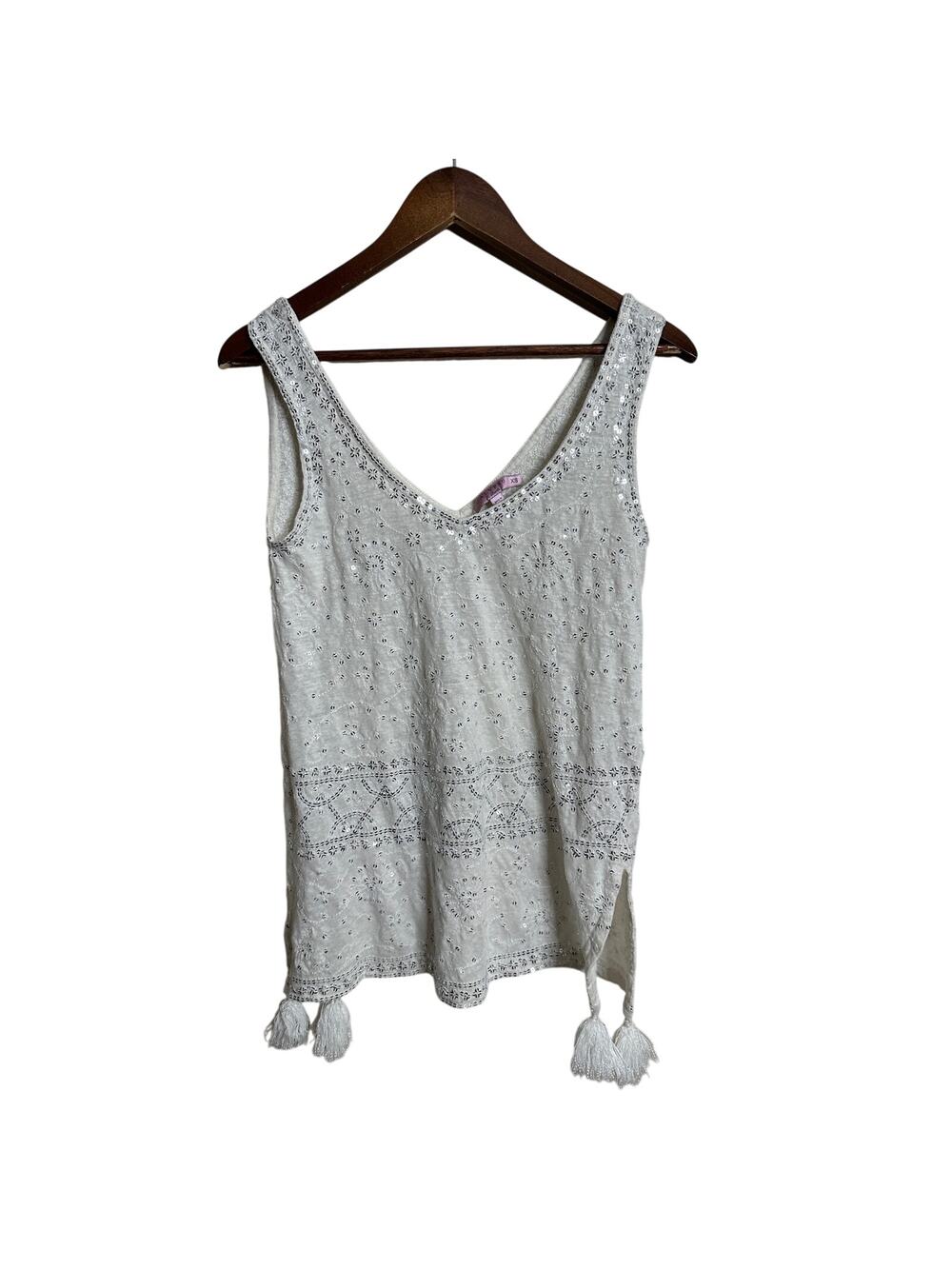 Calypso St. Barth Garen Tank Womans XS Sequin Embellished 100% Linen